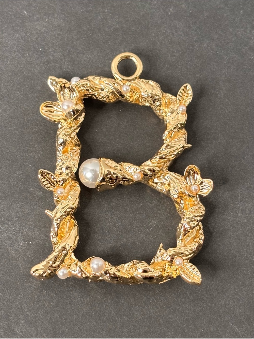 Anthropologie Aurelia Gold Pearl Monogram Letter “B” Initial Ornament